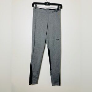 Nike Pro Dri-Fit Women's Gray Black Full Length Athletic‎ Leggings Sz M Nike Pro